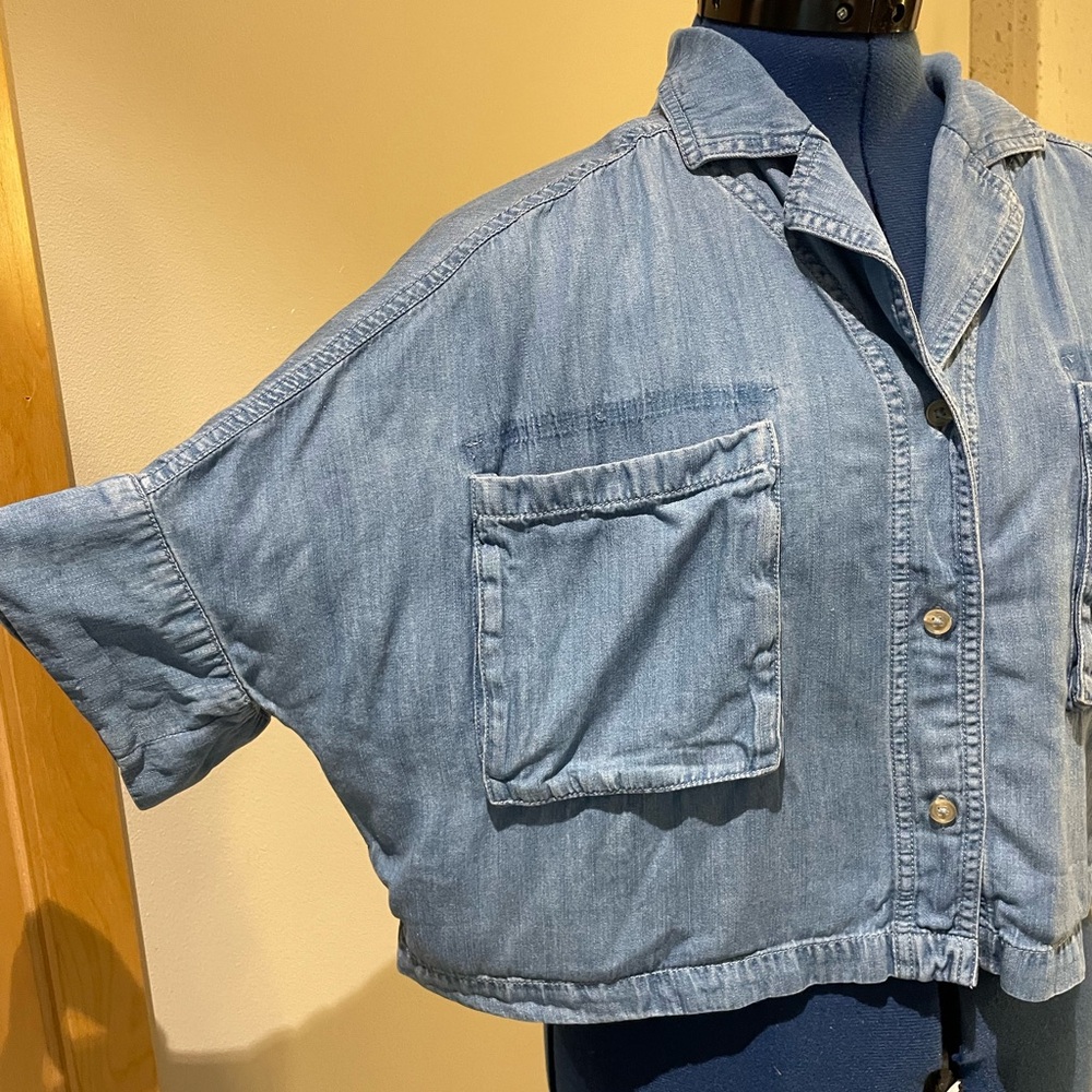 Blue Denim Lou & Grey Cropped Shirt
